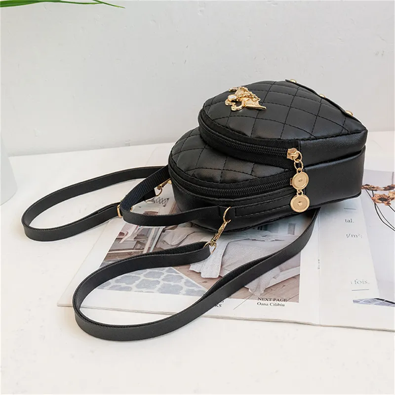 Zaino mini con ciondolo a forma di cigno con nappa, a doppio strato, per studenti, da donna, stile rombo_voghion.com
