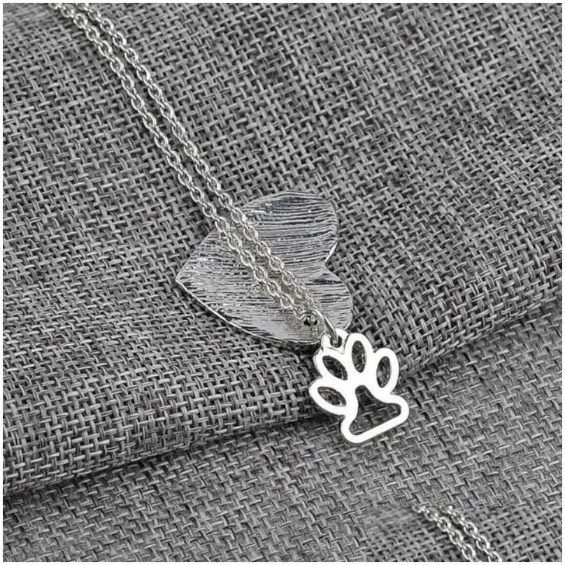 Collana con impronte di zampe di cane, ciondolo a forma di cuore, regalo di simpatia per animali domestici, consegna a domicilio, gioielli, collane, penda Dh5Tg_voghion.com