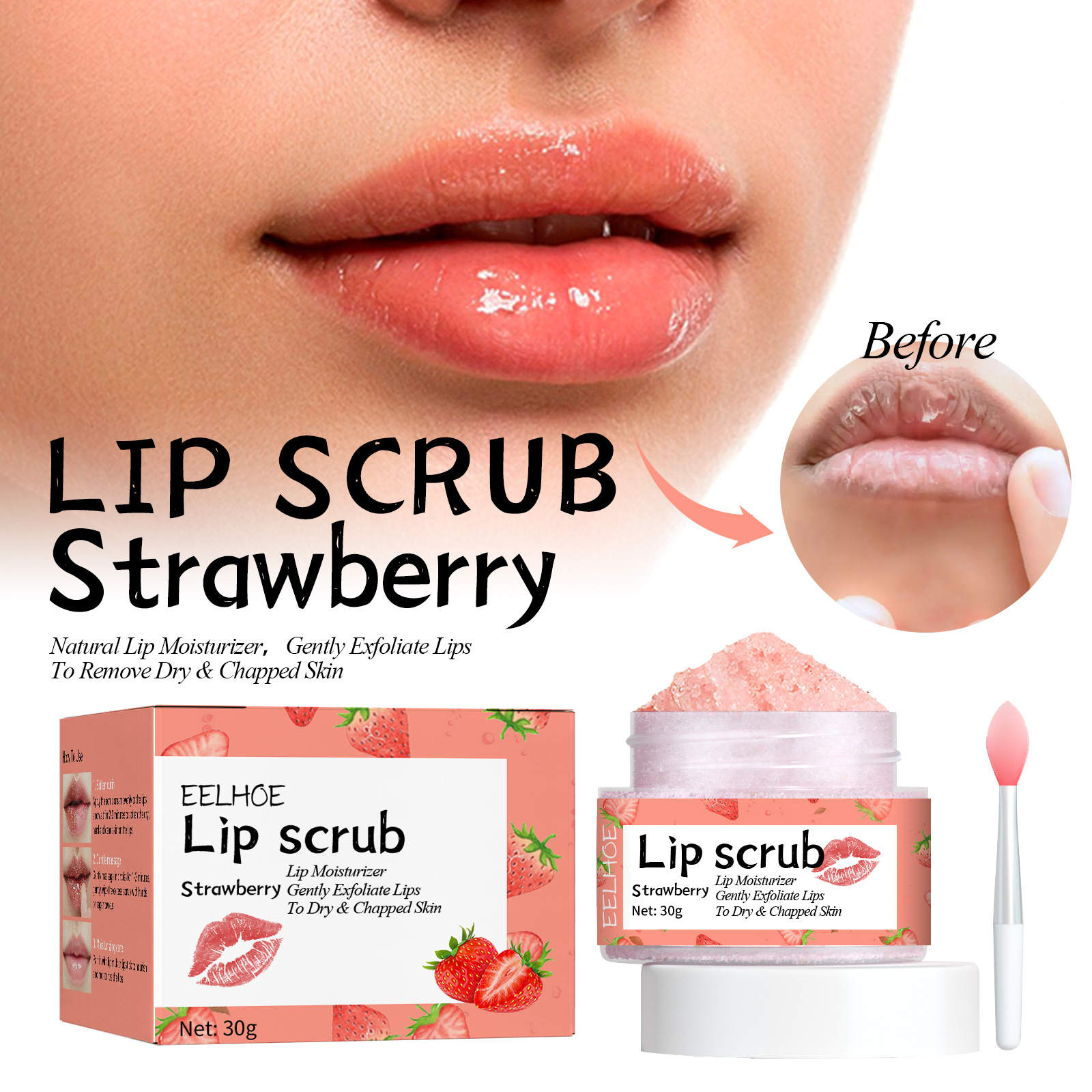 EELHOE lip scrub lips, prevents dryness cracks, moisturizes dead skin, and lightens corners of the lips_voghion.com