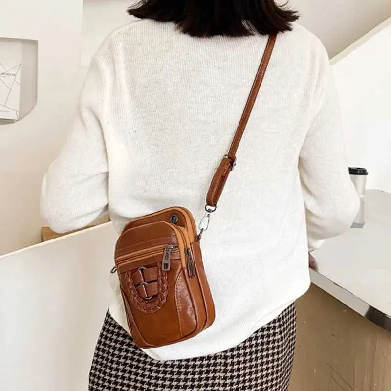 Bolsa transversal vintage de couro sintético para celular_voghion.com