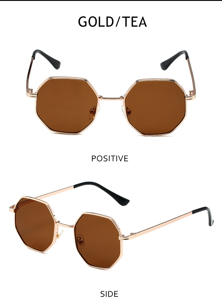 Retro Small Frame Sunglasses - Men & Women's Trendy Metal Octagonal Glasses (Street Style, Round Face Fit - S2086)_voghion.com