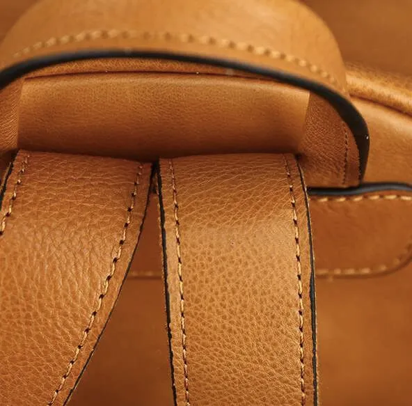 Sac à bandoulière double en cuir de vache pour femme, cartable rétro pour étudiante, sac à dos de voyage et de loisirs_voghion.com