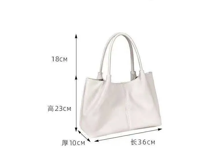 Simple White Shoulder 2024 Womens PU Leather Soft Underarm School Large Capacity Bag Full Student Shopping Handba241031_voghion.com