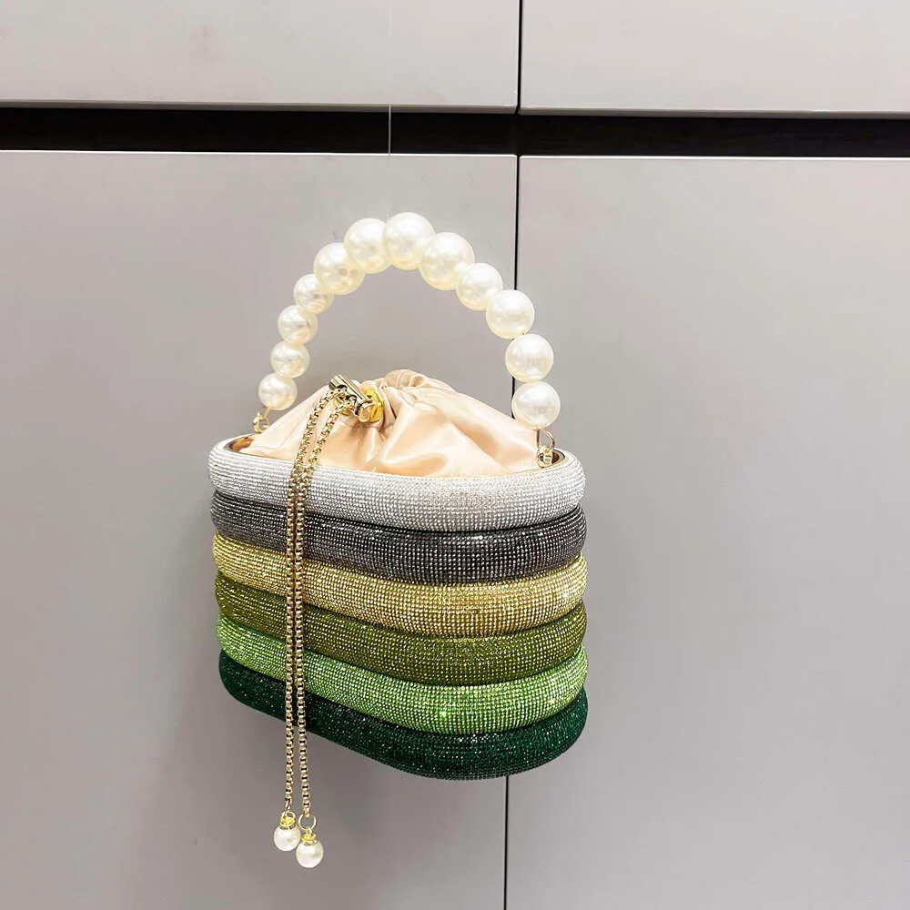 Borse da sera e borsetta da donna, borsa a tracolla con cristalli lucidi, borsa a secchiello_voghion.com