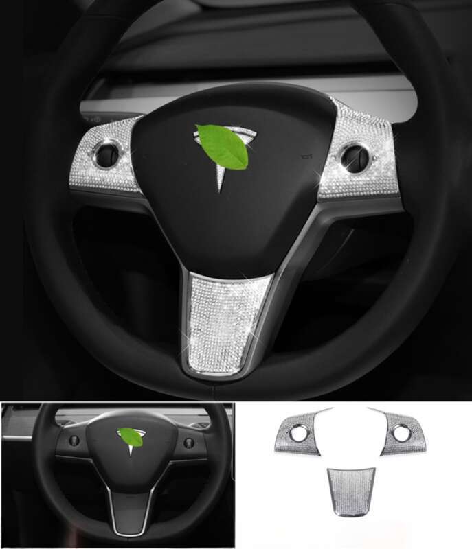 Potrivit pentru modificările interioare ale modelului Tesla, volan, mâner ușă, autocolant decorativ cu diamant pentru sigla mașinii_voghion.com