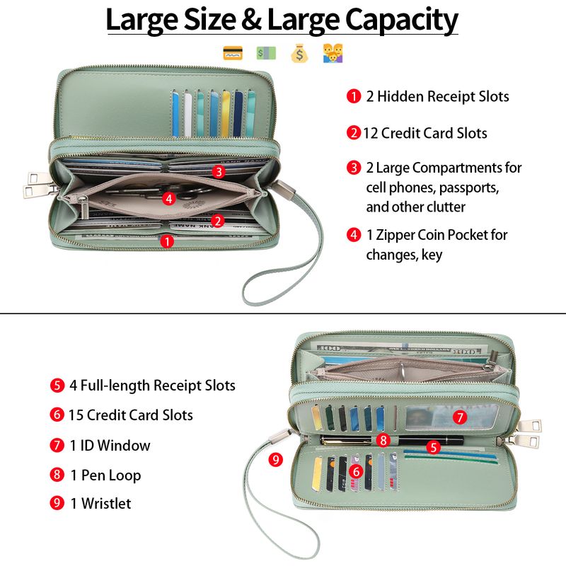 Brieftasche damen lange mode große kapazität multi-karte brieftasche doppel-reißverschluss_voghion.com
