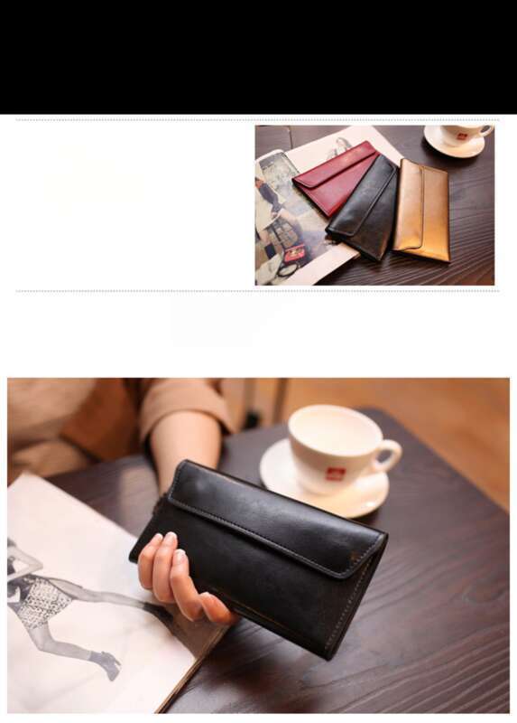 Portafoglio lungo da donna in pelle con fibbia semplice in pelle di mucca Tide_voghion.com