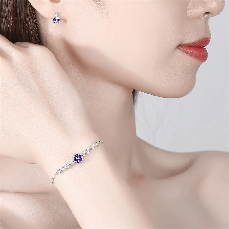 Sterling silver armband med ädelsten hjärta och klöver för damer_voghion.com