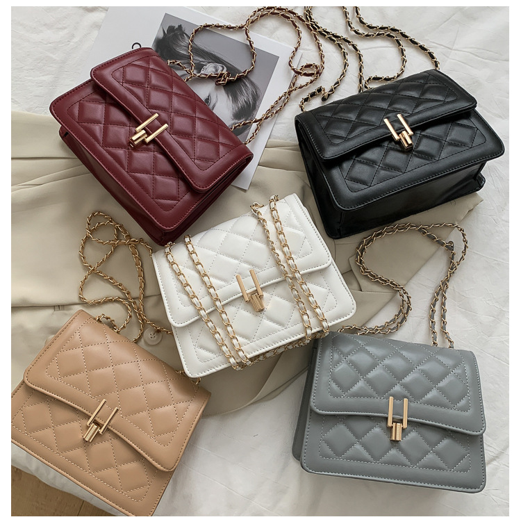 2024 Nuova tendenza Moda Casual Versatile Catena Lingge Borsa a tracolla Piccola borsa quadrata per donna_voghion.com