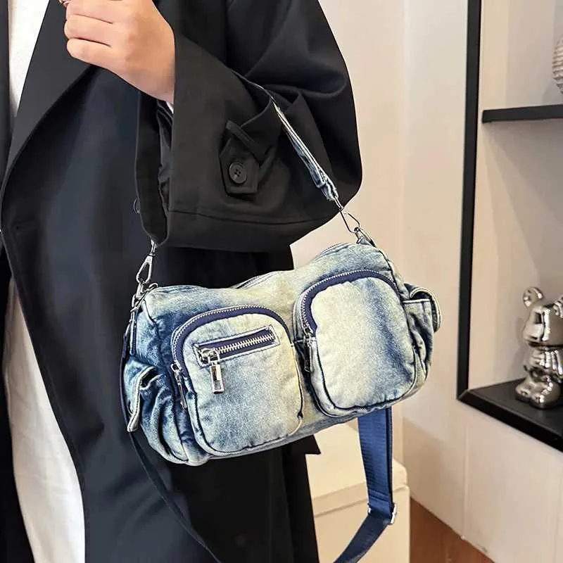 Borsa a tracolla vintage in denim, alla moda, retrò, in jeans, grande capacità, con tasche multiple, da donna, a cartella_voghion.com