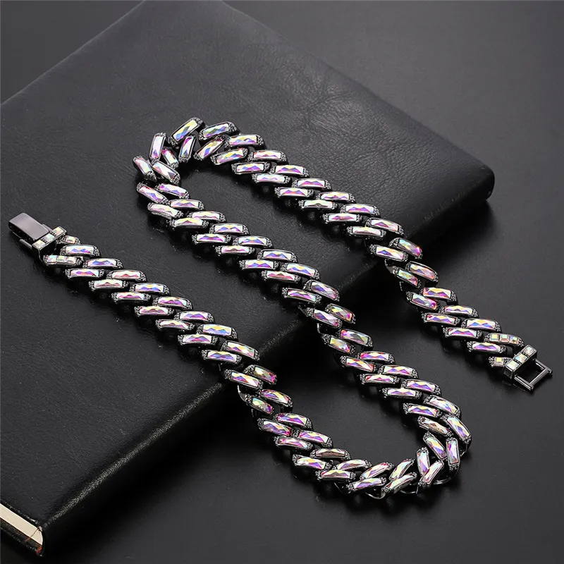 Iced Out Cuban Link Chain Necklace For Men Gold And Silver Colour_voghion.com