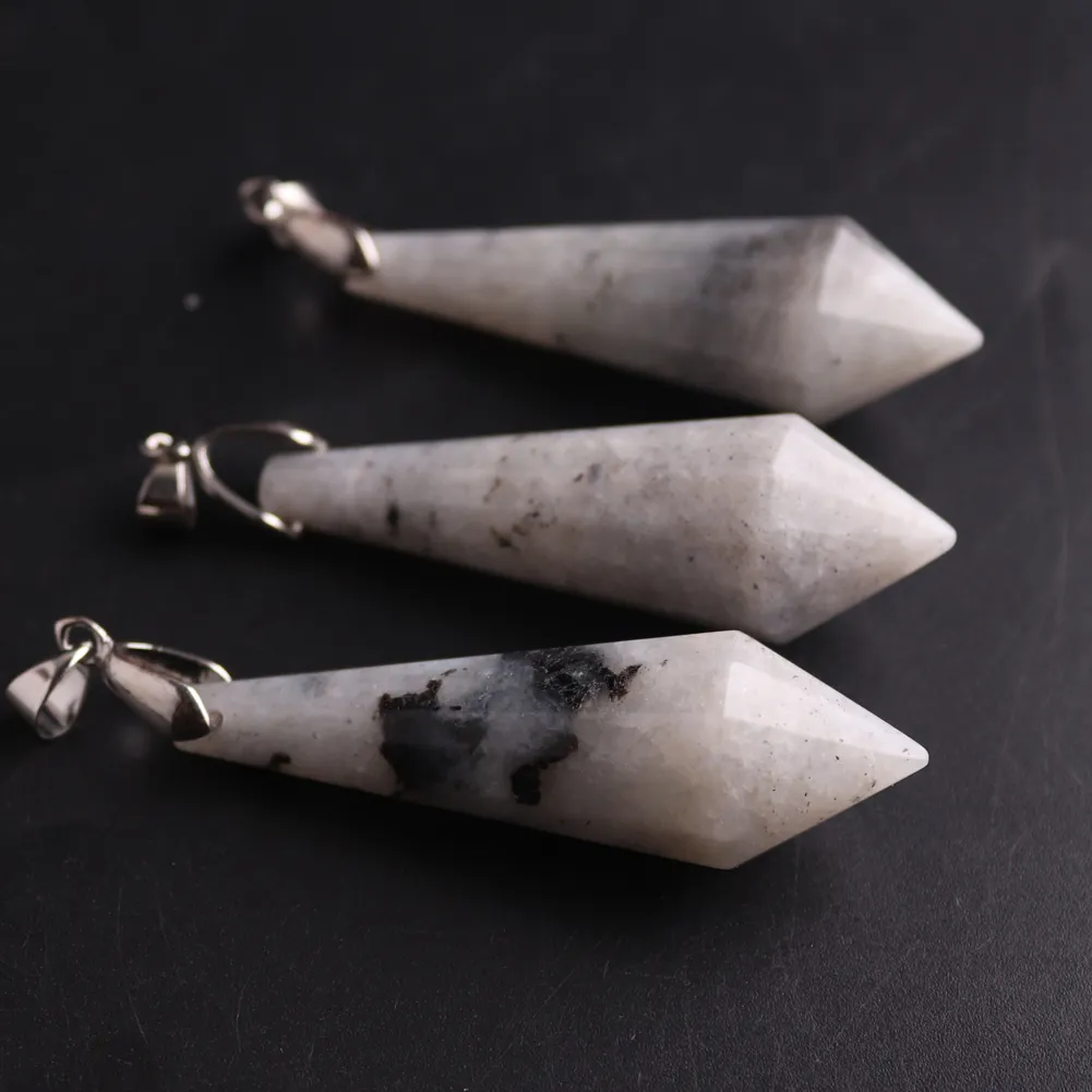 Natural Stone Pendant Necklace Set Labradorite Healing Jewelry_voghion.com