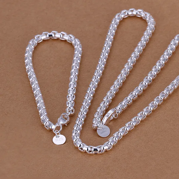 Set di gioielli in argento sterling di alta qualità DFMSS057, collana e bracciale in argento, nuovi di zecca, diretti dalla fabbrica._voghion.com