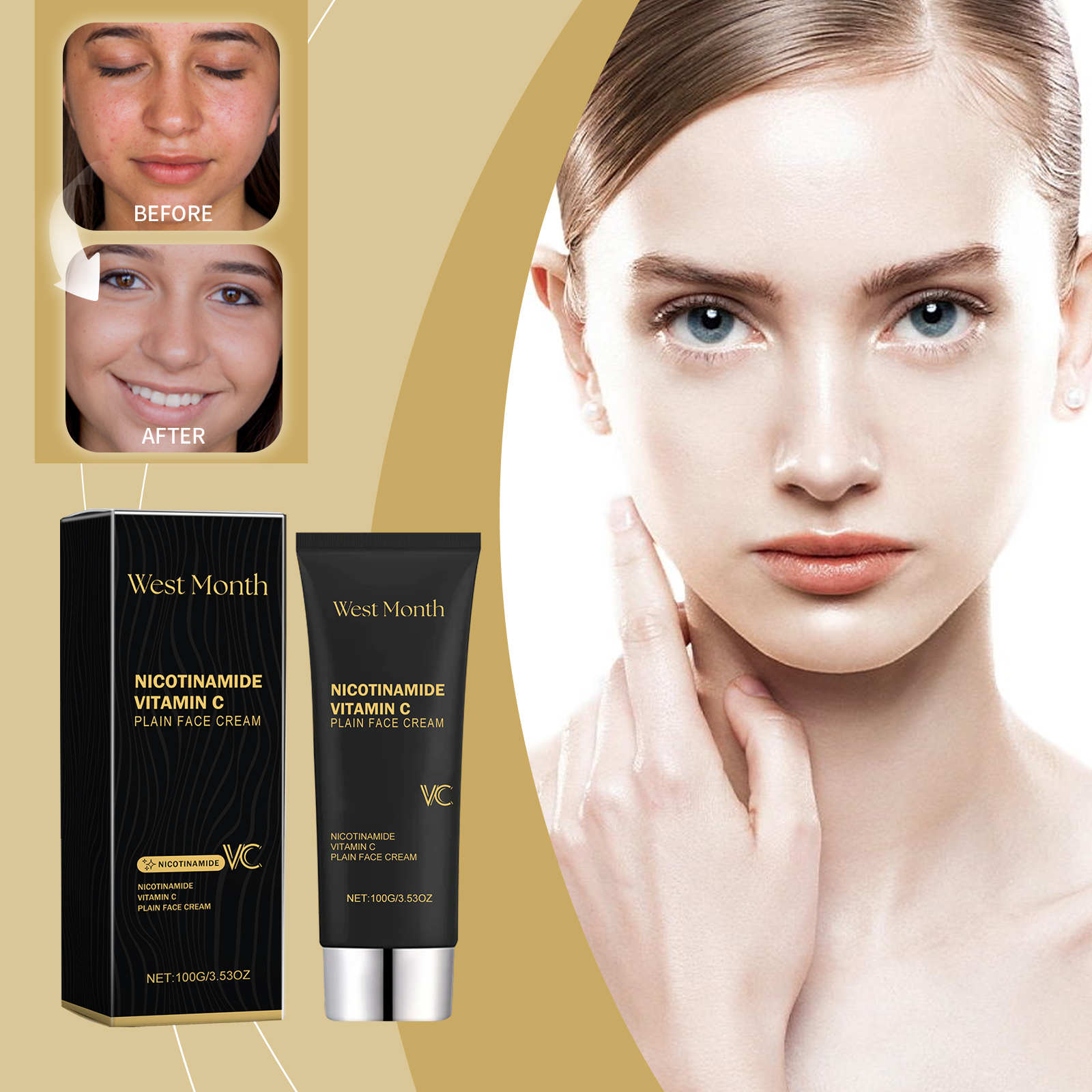 West Month Brightening Face Cream Natural Concealer Foundation_voghion.com