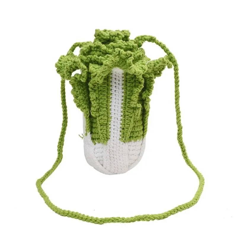 Gestrickte Kohl Eimer Tasche Für Damen Sommer Umhängetasche_voghion.com