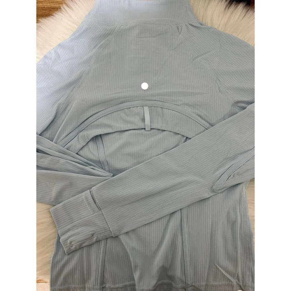 Yoga Cropped Define Coat Long Sleeve Shirt Rib Short Womens Tight Thin Jacket Breathable Cardigan Sportswear Summer_voghion.com