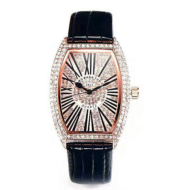 Micro Network Red Wine Bucket Klassische römische Roségold-Paaruhr für Herren und Damen_voghion.com