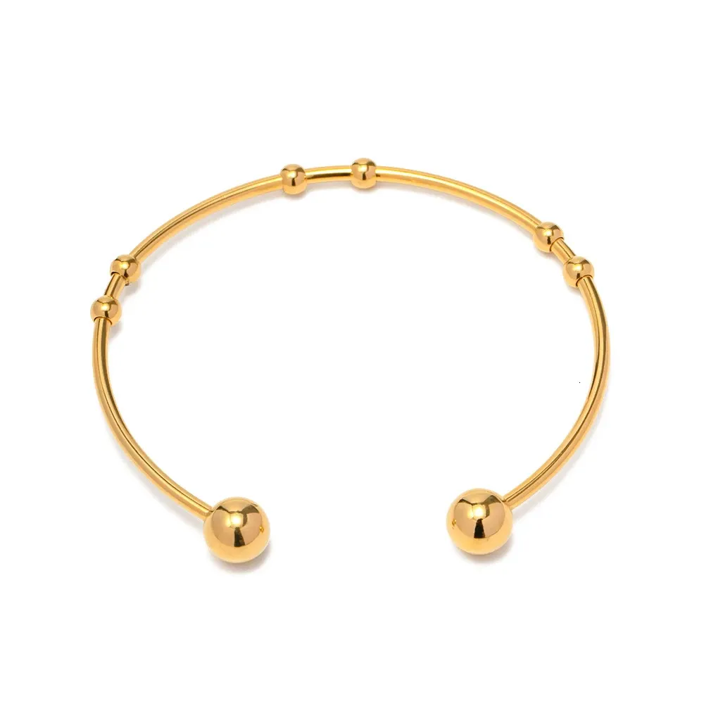Stainless Steel Cuff Bangle Gold Plated Statement Bracelet_voghion.com