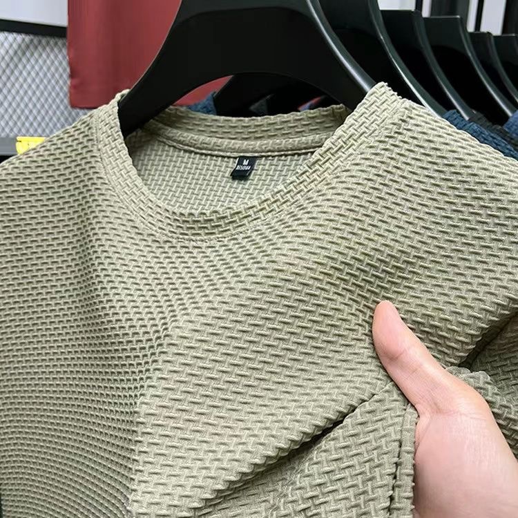 Men's Clothing  Source manufacturer thin bamboo ice silk t-shirt men's short-sleeved summer elastic slim comfortable cool top short-sleeved t-shirt_voghion.com