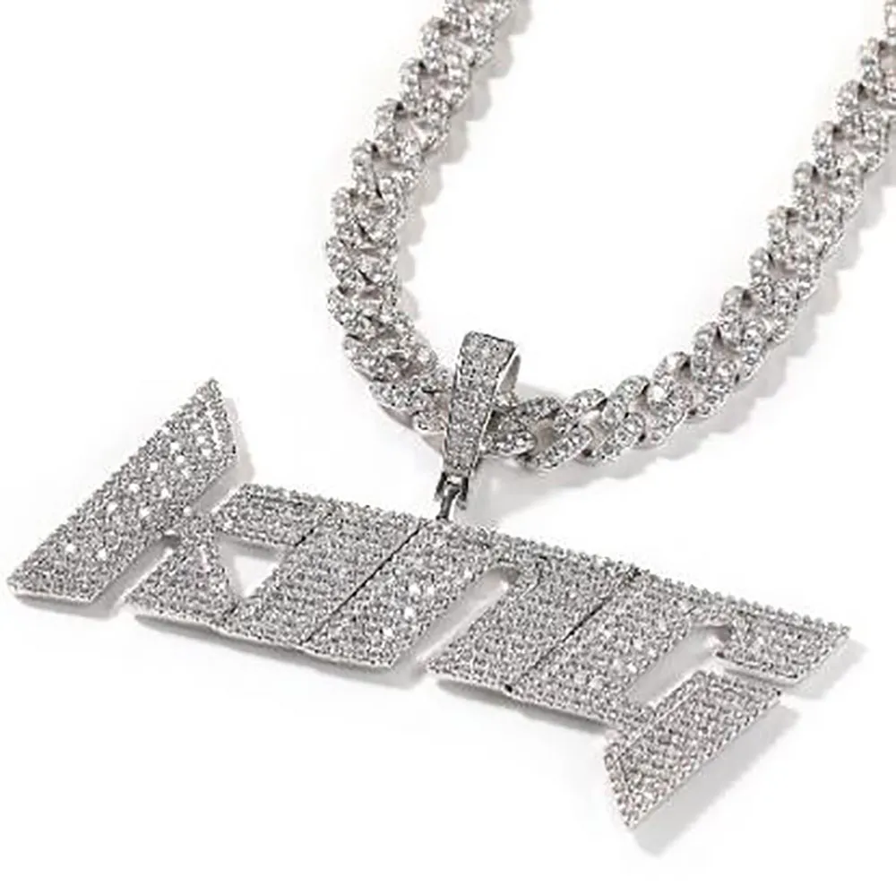 Custom Name Pendant Necklace For Men Women Iced Out Prong Setting Intitial Letter Diy Personalized Charms Trap Rapper_voghion.com