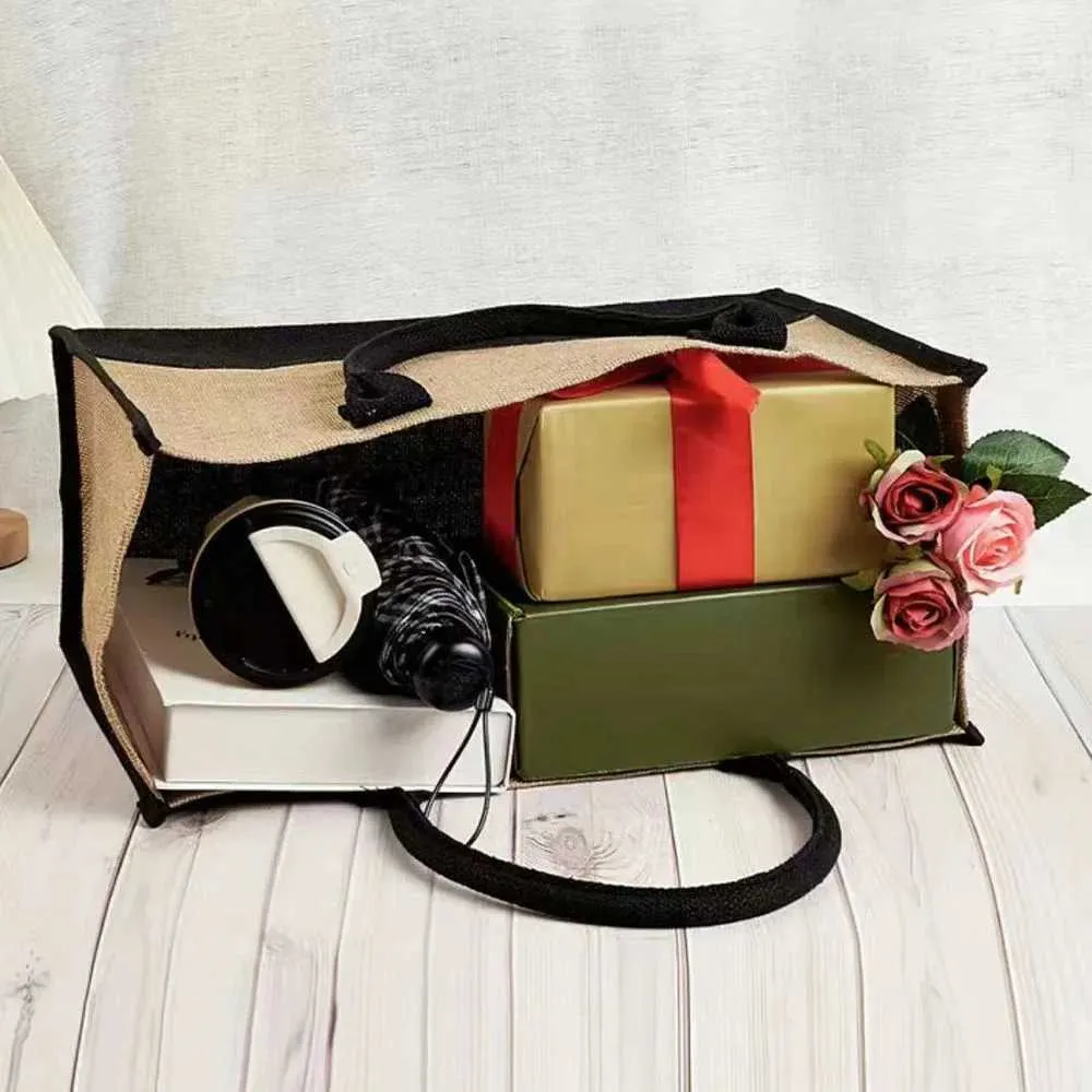 Sac de courses en toile de jute, sac à main léger, portable, grande capacité, organisateur d'épicerie pour femmes, guirlande de lettres_voghion.com