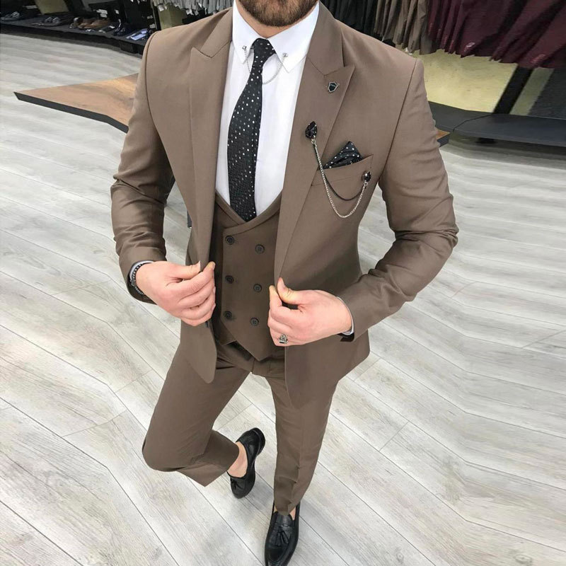 Fat up three piece set host banquet men's suit groomsman groom's formal dress_voghion.com