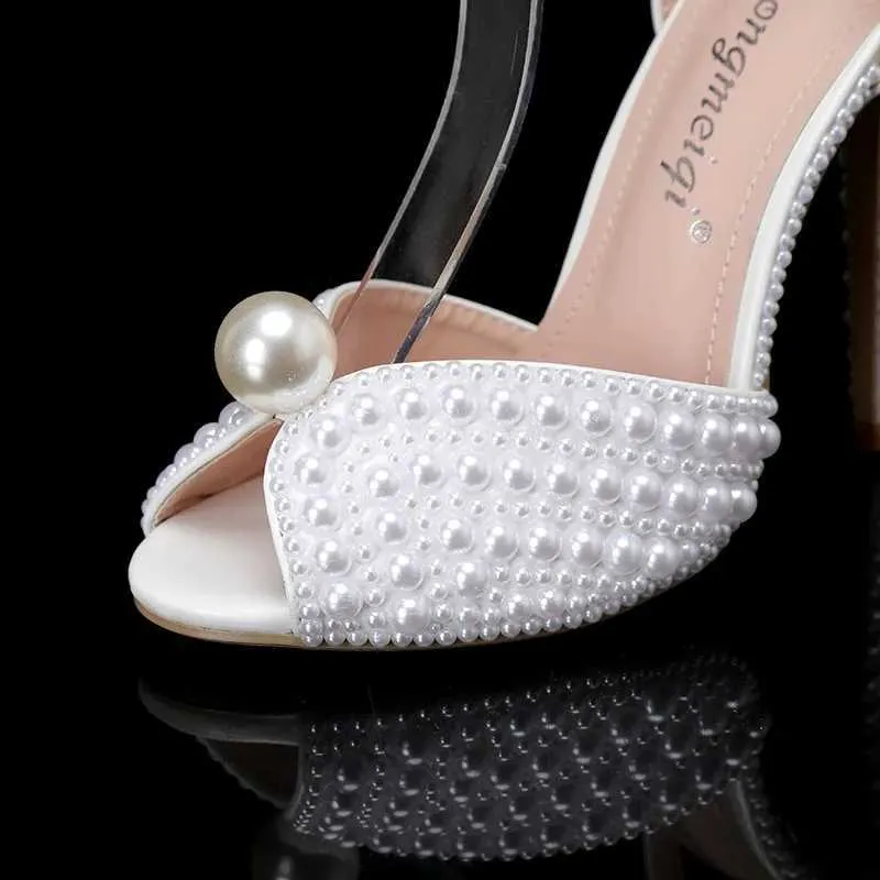 Dress 2023 Sandals Fashion Quality Wedding Shoes Womens New Pearl Studs Open Toe High Heels H240621 16_voghion.com
