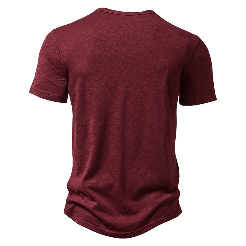 Camisa de manga corta informal de Color sólido con cuello Henley para hombre, Polo, camisetas de alta calidad para hombre_voghion.com
