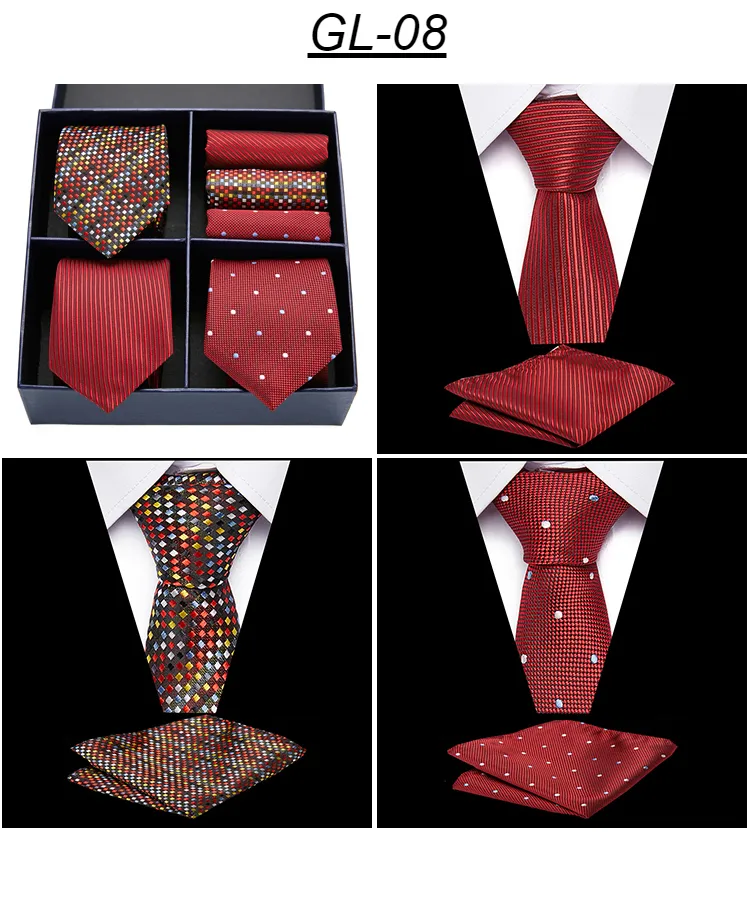 Rusetit Miesten Solmiosarja Klassinen 7,5 cm Solmio ja Keltainen Vihreä Musta Paisley Pocket Square Miehille Häät_voghion.com