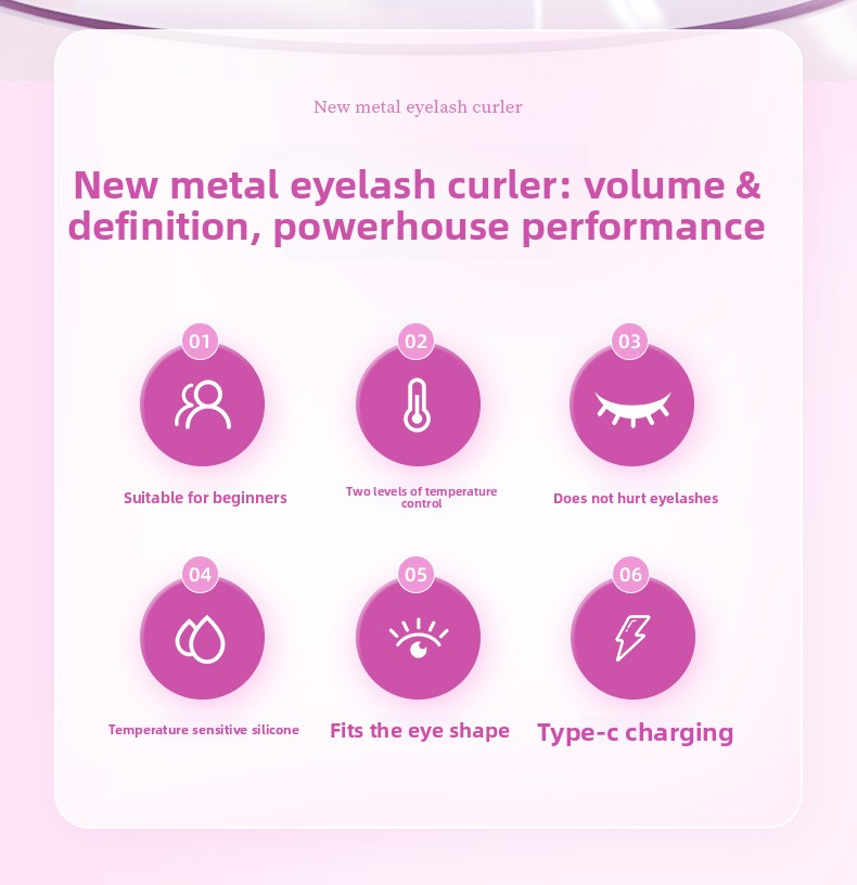 Upgraded Rechargeable Heated Eyelash Curler - Metal Electric Lash Curling Tool With 2-Speed Temperature Control_voghion.com