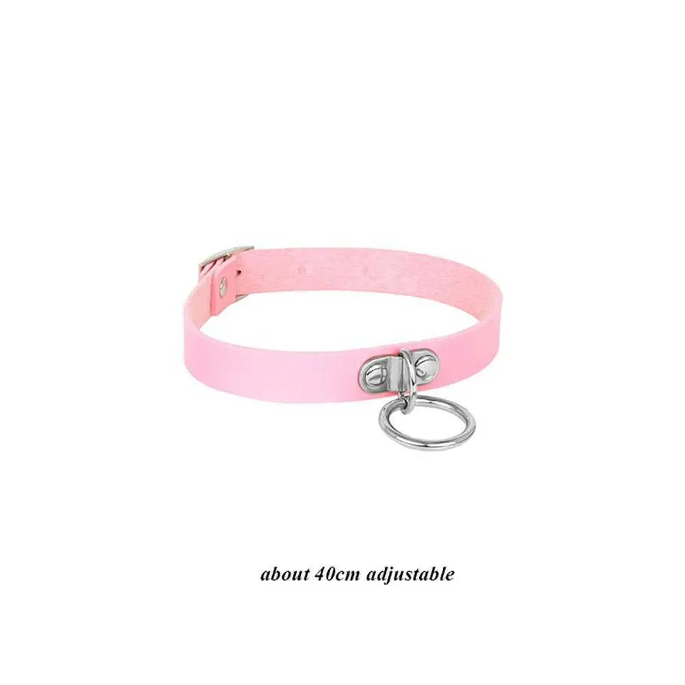 Collier ras du cou gothique en cuir avec pendentif rose sexy et tendance pour femme_voghion.com
