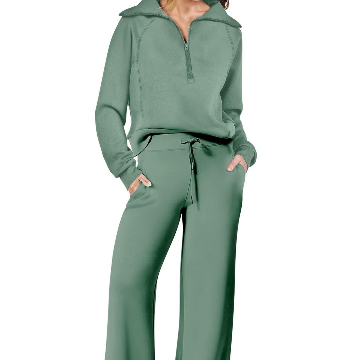 Women's Clothing autumn and winter casual sports suit zipper long sleeved sweatshirt healthy cloth wide leg pants