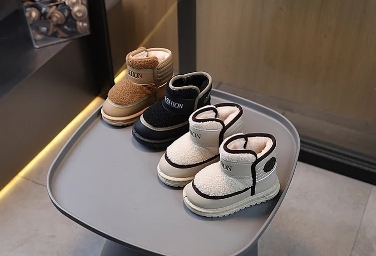 Kinder Schnee Winter Plus Veet Jugend Kurze Dicke Warme Plüsch Stiefel Cutefeet Für Mädchen Jungen Lamm Wolle Kleinkind Schuhe_voghion.com