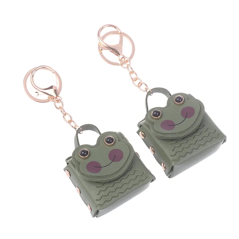 Creative Leather Frog Coin Purse Car Key Chain Pendant Bluetooth Headset Cute Keychain Mini Storage Bag_voghion.com