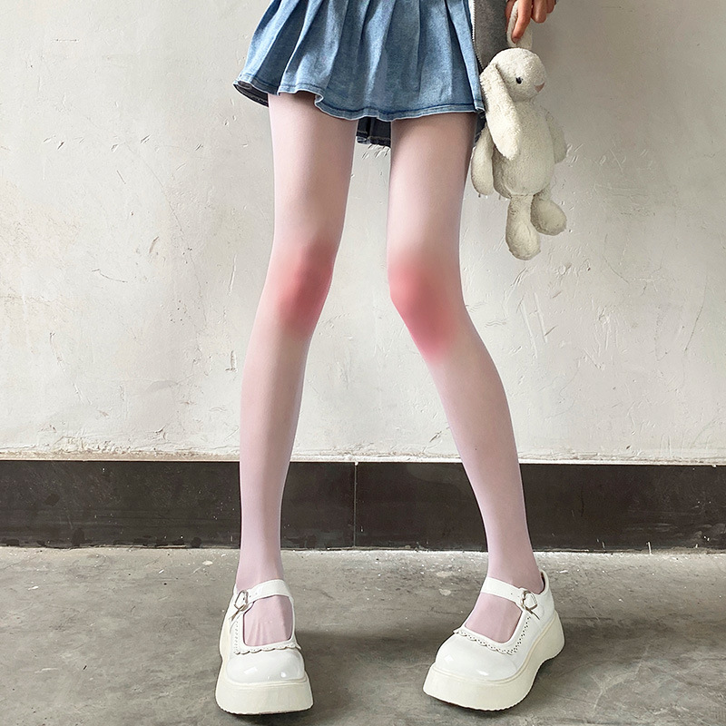 Japanese Style Women's Sheer Blush Gradient Tights Bare Leg Effect_voghion.com