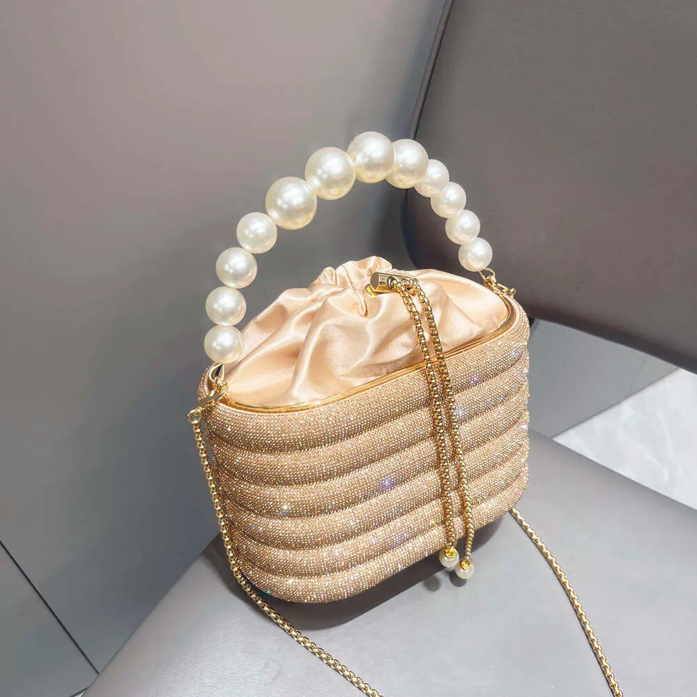 Borse da sera e borsetta da donna, borsa a tracolla con cristalli lucidi, borsa a secchiello_voghion.com