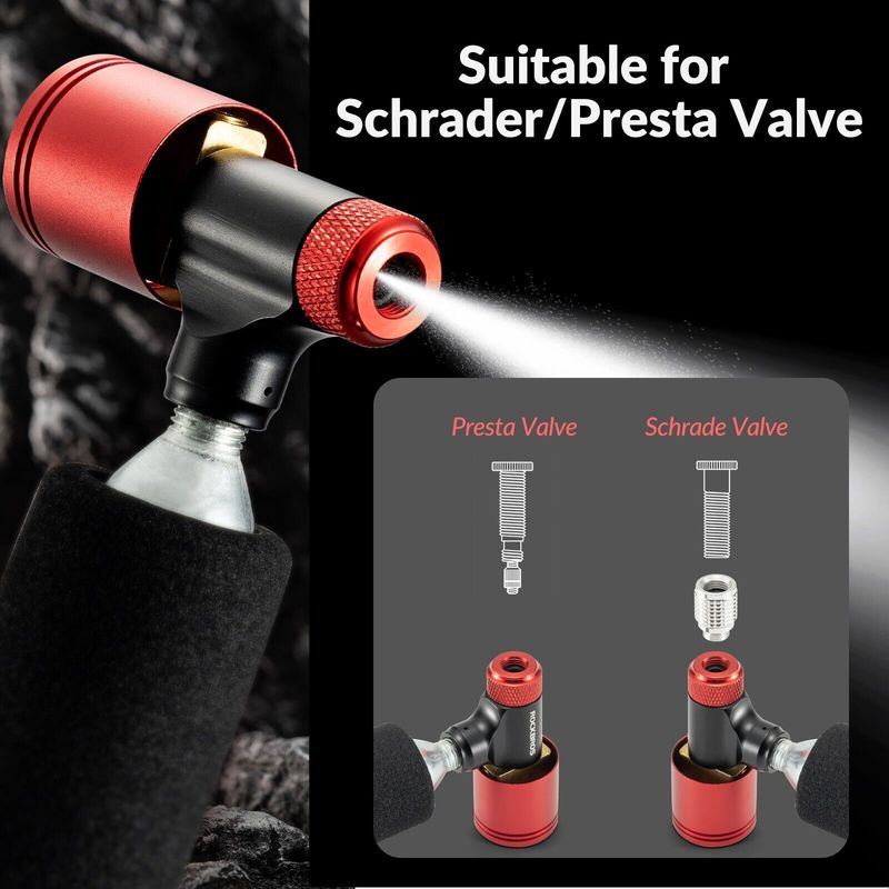 ROCKBROS Fahrrad-CO2-Pumpe, 160 PSI mit Barometer, für Presta- und Schrader-Ventile, leicht_voghion.com