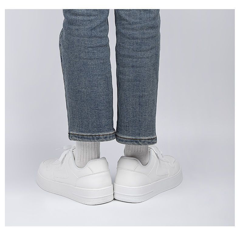 Zapatos Kolumb para hombre, tendencia de primavera, zapatos negros de tabla para hombre, nuevos zapatos negros de 2025, zapatos blancos Air Force No.1 con suela gruesa._voghion.com