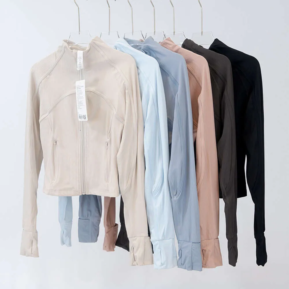Yoga Cropped Define Coat Long Sleeve Shirt Rib Short Womens Tight Thin Jacket Breathable Cardigan Sportswear Summer_voghion.com