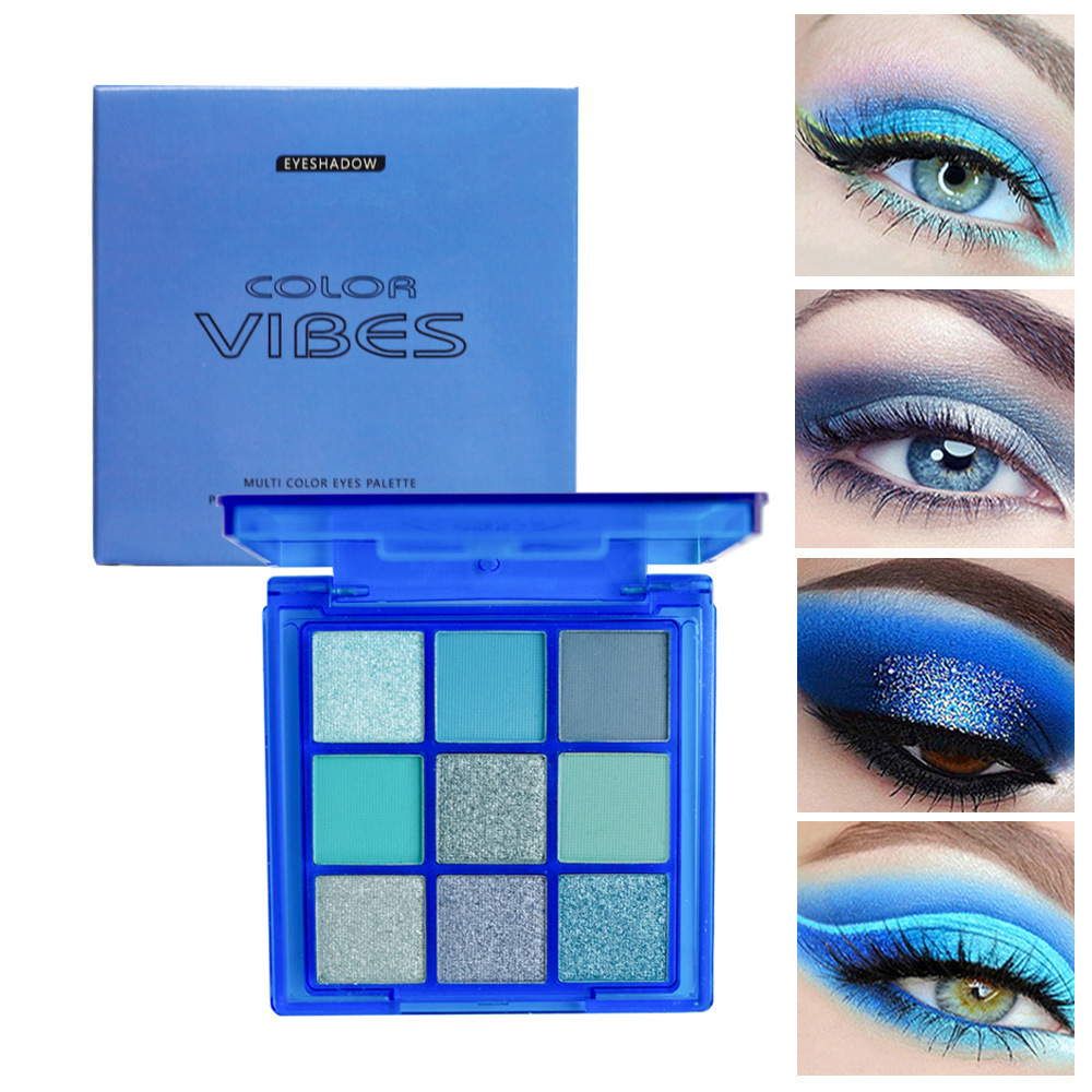 9 Colors Eyeshadow Palette Glitter shimmer Pearlescent Matte Acrylic Eye Shadows Palette Waterproof Eye makeup