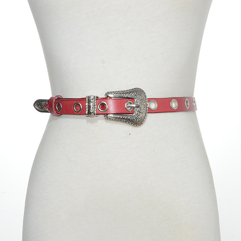 Belt pure cowhide texture needle buckle Korean version trendy casual versatile thin belt women's style_voghion.com