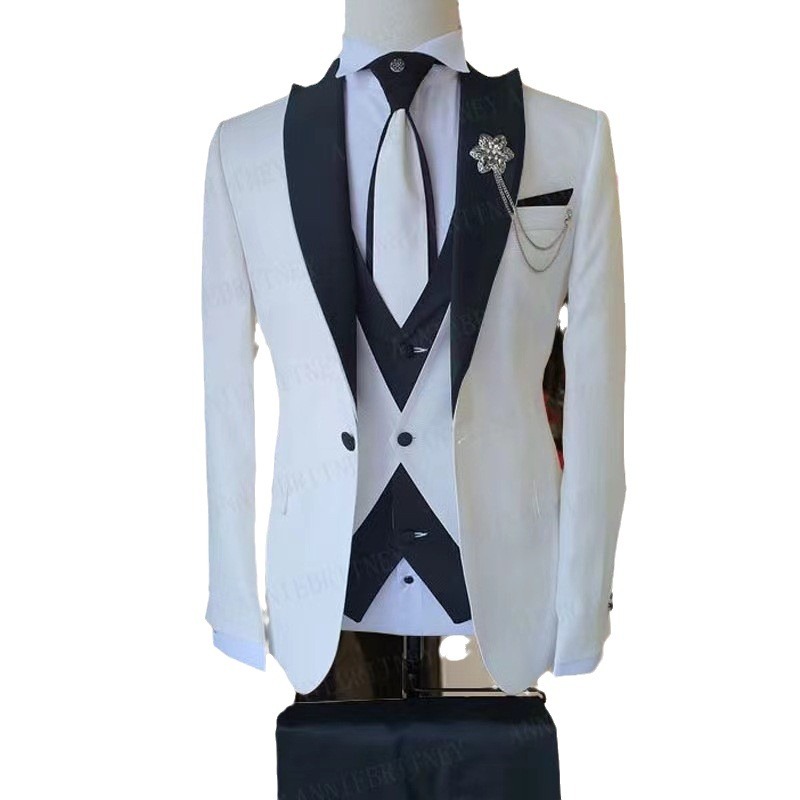 Ensemble de costume trois pièces décontracté d'affaires de grande taille pour le marié et le meilleur homme_voghion.com
