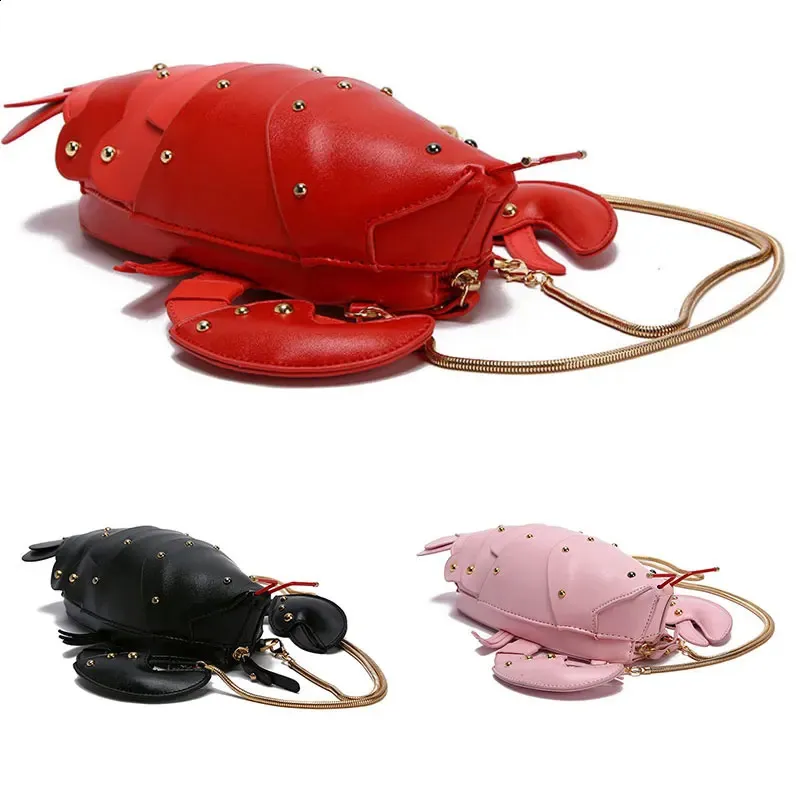 Modische, süße Umhängetaschen aus PU-Leder in Hummerform für Frauen, Schultertasche für Damen, Umhängetasche 240820_voghion.com
