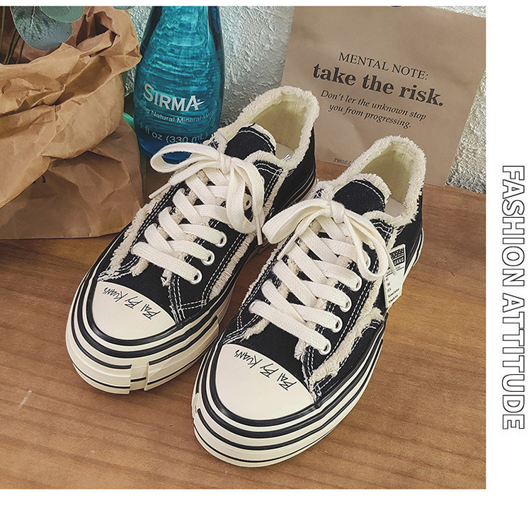 New Celebrity Same Style Beggar Vulcanized Thick Sole Increase Low Top Couple Canvas Trendy Shoes for Men and_voghion.com