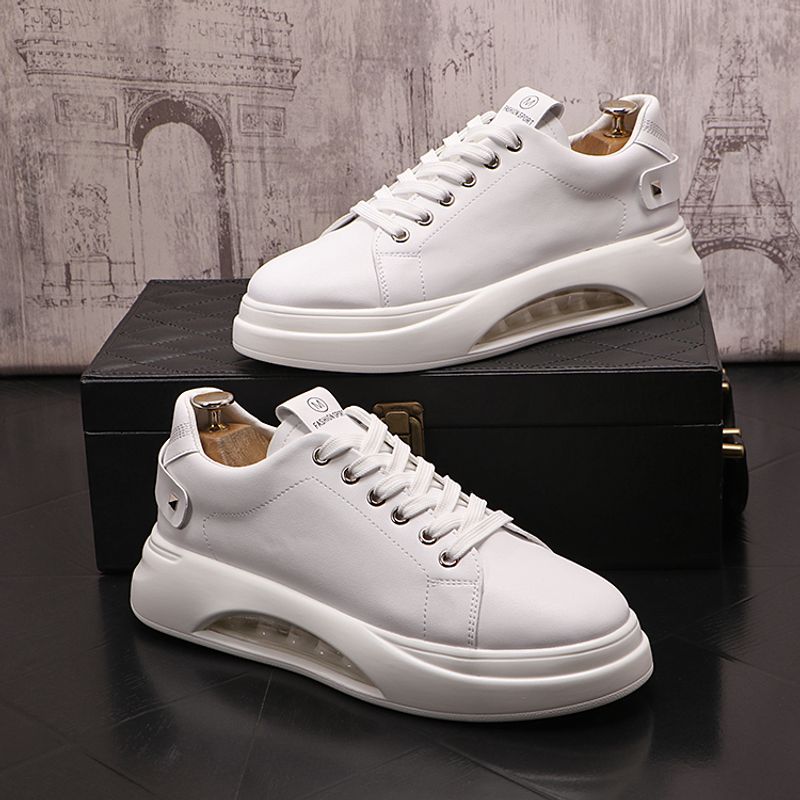 Atmungsaktive weiße lässige koreanische Ausgabe trendige Schnürschuhe Sommer neue hohe Herrensportschuhe_voghion.com