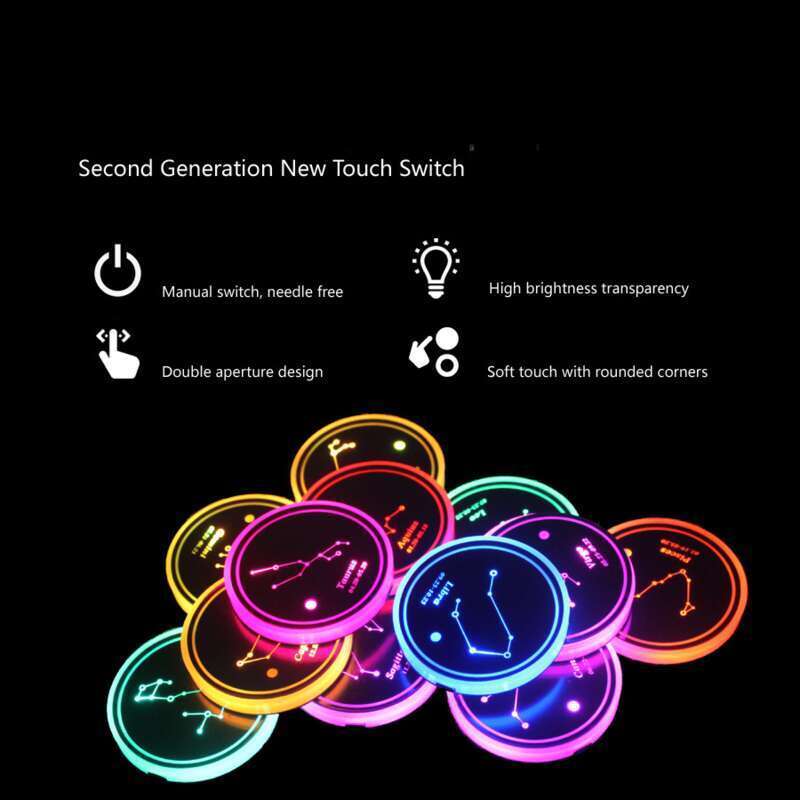 Coussin lumineux LED pour voiture Constellation Ciel étoilé Carte Arc-en-ciel Tasse Lumière d'ambiance intérieure de voiture_voghion.com