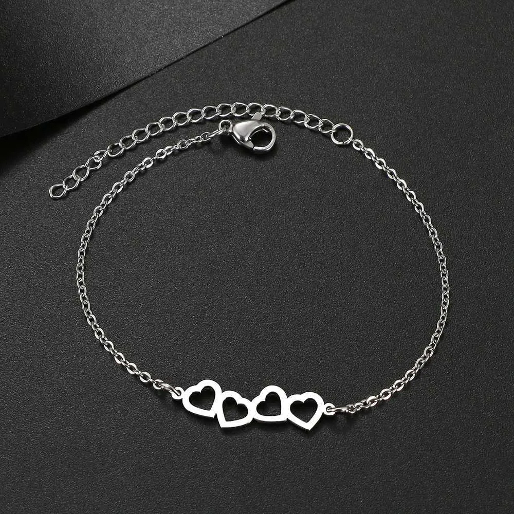 Pulsera de brazalete con dije de corazón hueco acero inoxidable_voghion.com
