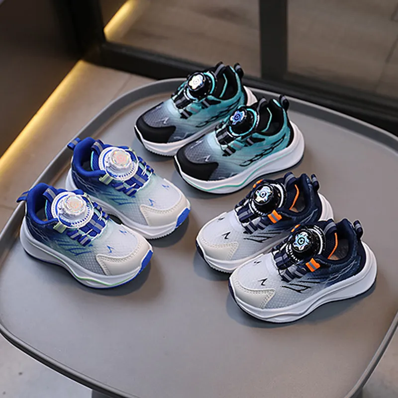 Bērnu sporta apavi zēniem, modes sieta stila rotējošas mežģīnes, jauniešiem, Happysteps, mazuļu pastaigu āra skriešanas apavi_voghion.com