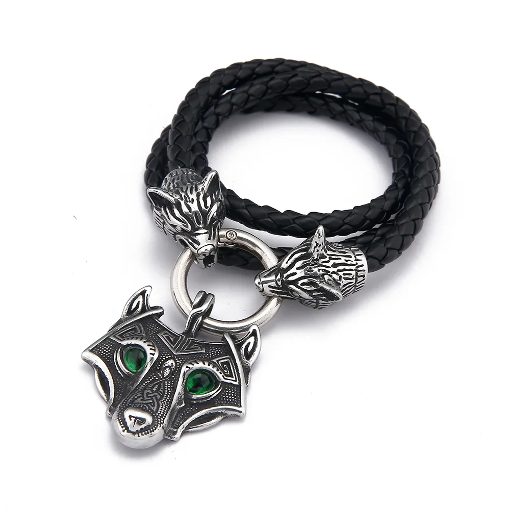 Colares com pingentes estilo masculino aço inoxidável nórdico viking odin lobo corrente e colar de lobo corda amuleto_voghion.com