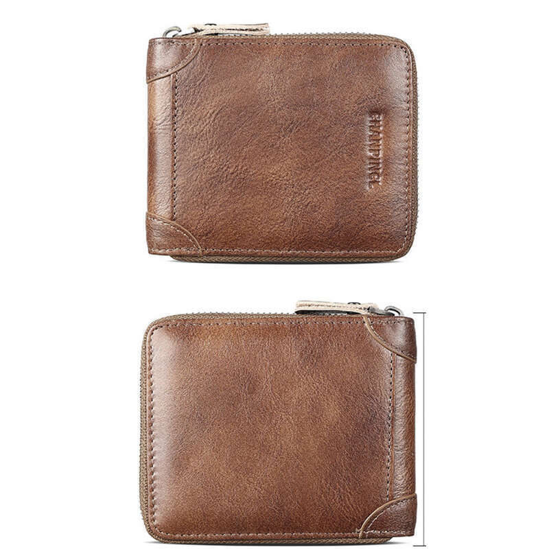 Cowhide Coin Purse, Zipper Wallet, Horizontal Multifunctional Wallet_voghion.com